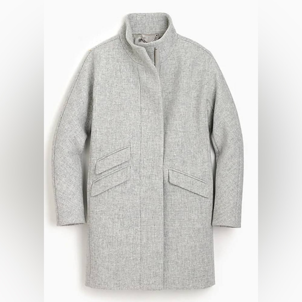 J. Crew Cocoon Coat in Italian Stadium-Cloth Wool Light Gray